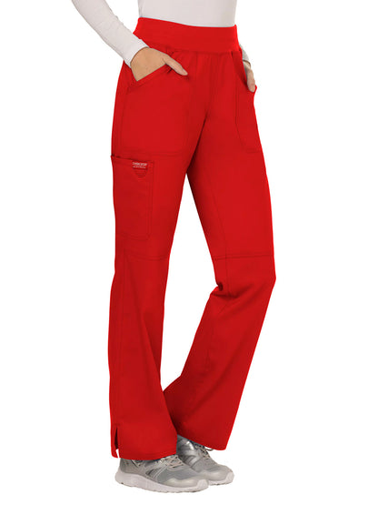 Women's 4-Pocket Mid Rise Straight Leg Pull-on Pant - WW110 - Red