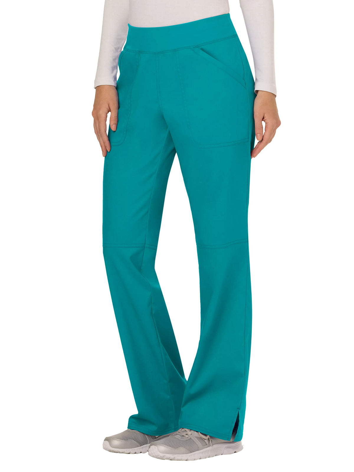 Women's 4-Pocket Mid Rise Straight Leg Pull-on Scrub Pant - WW110 - Teal Blue