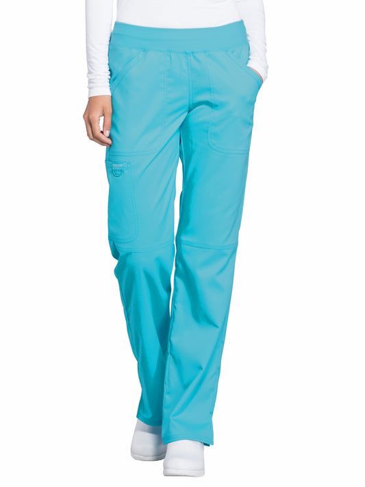 Women's 4-Pocket Mid Rise Straight Leg Pull-on Scrub Pant - WW110 - Turquoise