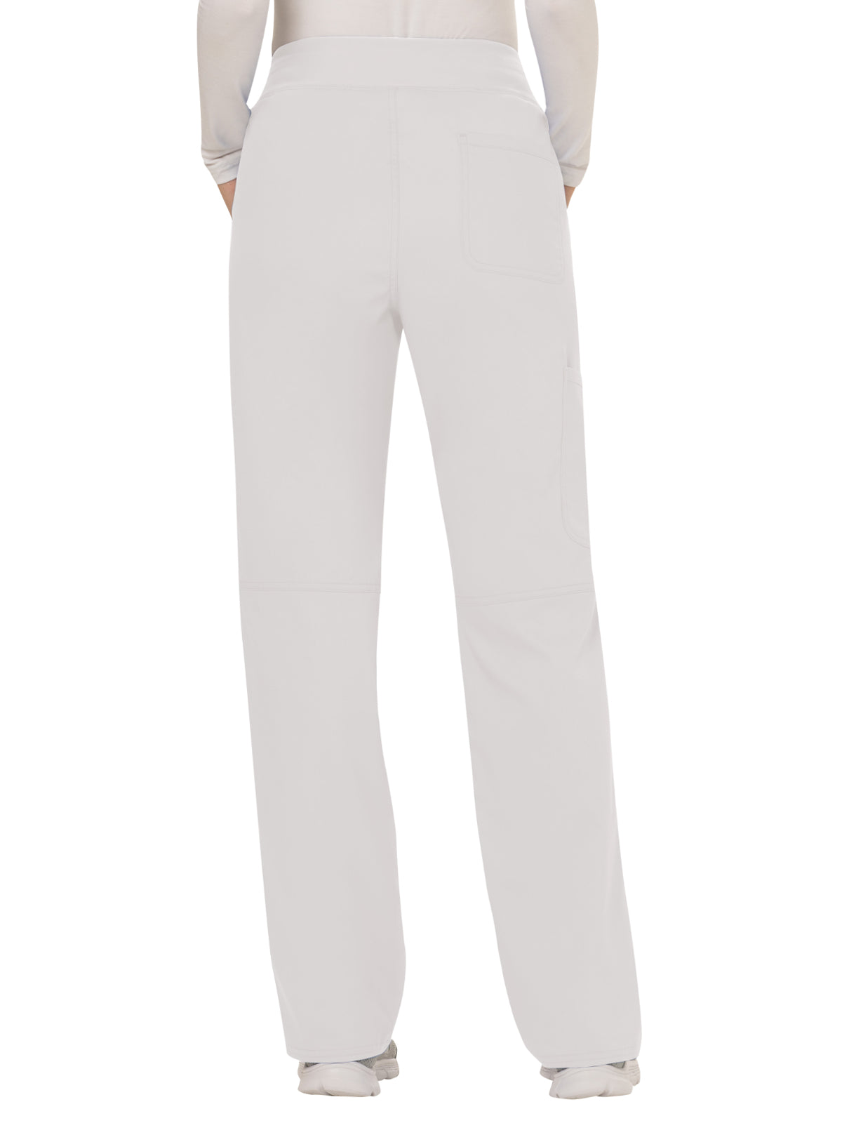 Women's 4-Pocket Mid Rise Straight Leg Pull-on Scrub Pant - WW110 - White