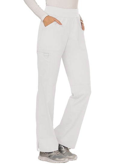 Women's 4-Pocket Mid Rise Straight Leg Pull-on Scrub Pant - WW110 - White