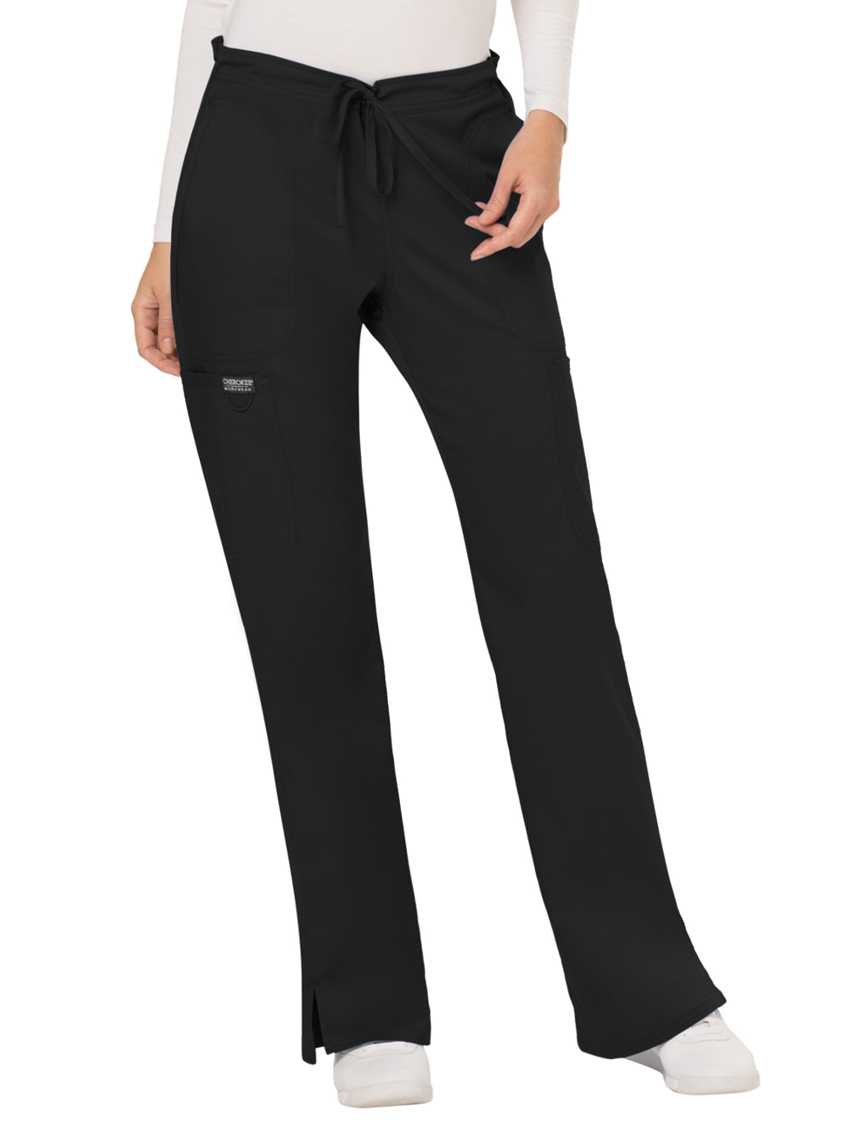 Women's 5-Pocket Mid Rise Drawstring Scrub Pant - WW120 - Black