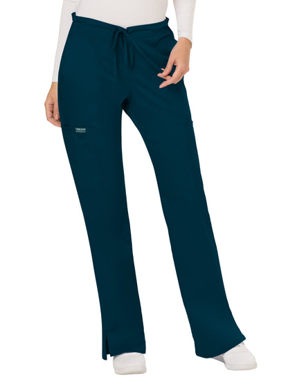 Women's 5-Pocket Mid Rise Drawstring Scrub Pant - WW120 - Caribbean Blue