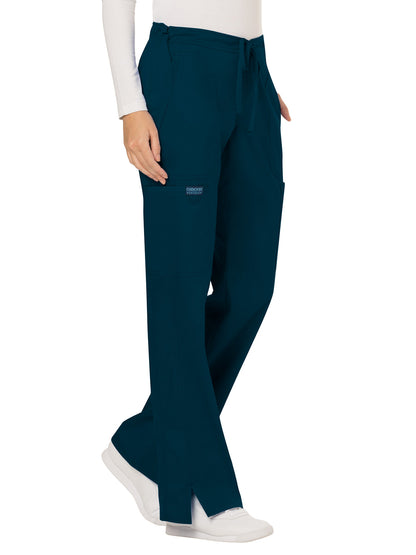 Women's 5-Pocket Mid Rise Drawstring Scrub Pant - WW120 - Caribbean Blue