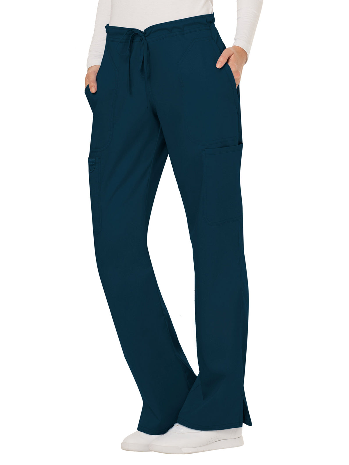 Women's 5-Pocket Mid Rise Drawstring Scrub Pant - WW120 - Caribbean Blue