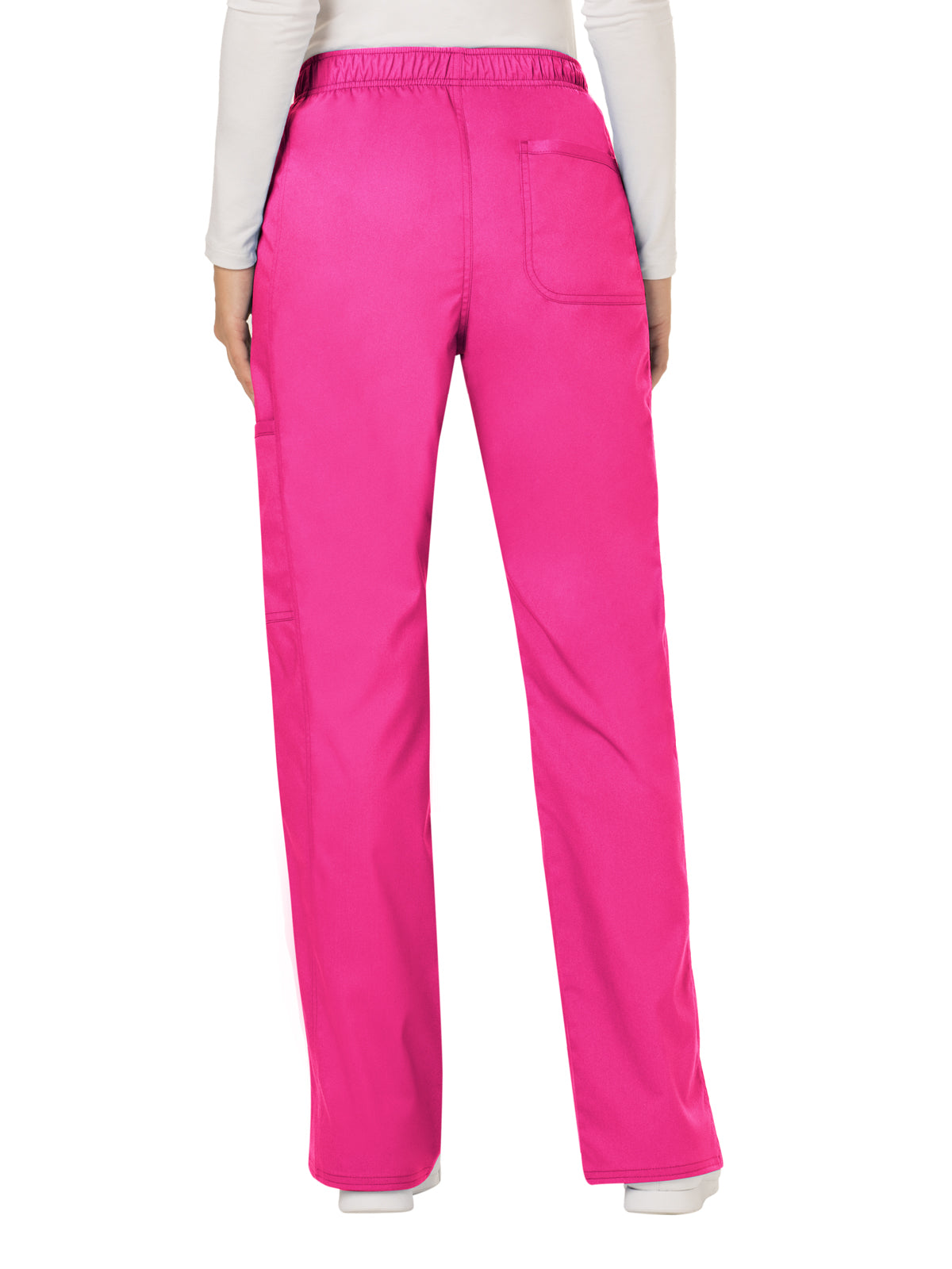 Women's 5-Pocket Mid Rise Drawstring Scrub Pant - WW120 - Electric Pink