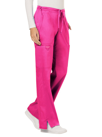 Women's 5-Pocket Mid Rise Drawstring Scrub Pant - WW120 - Electric Pink