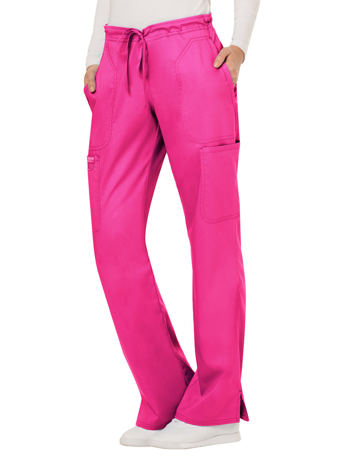 Women's 5-Pocket Mid Rise Drawstring Scrub Pant - WW120 - Electric Pink