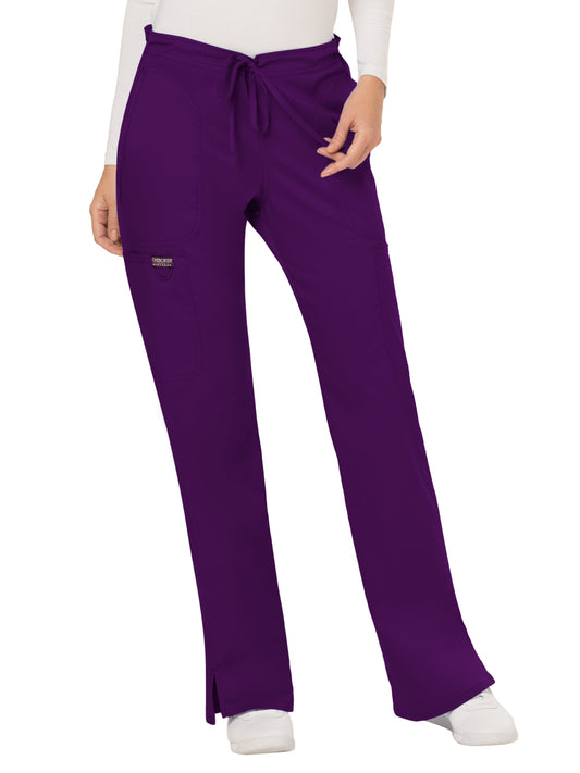 Women's 5-Pocket Mid Rise Drawstring Scrub Pant - WW120 - Eggplant