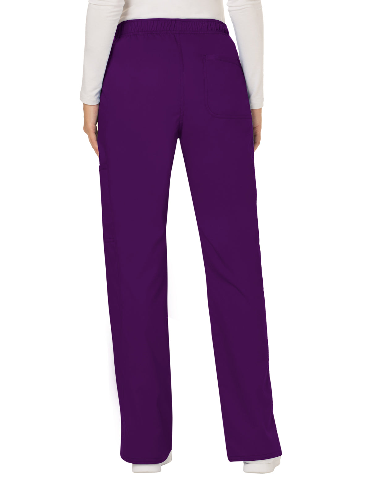 Women's 5-Pocket Mid Rise Drawstring Scrub Pant - WW120 - Eggplant