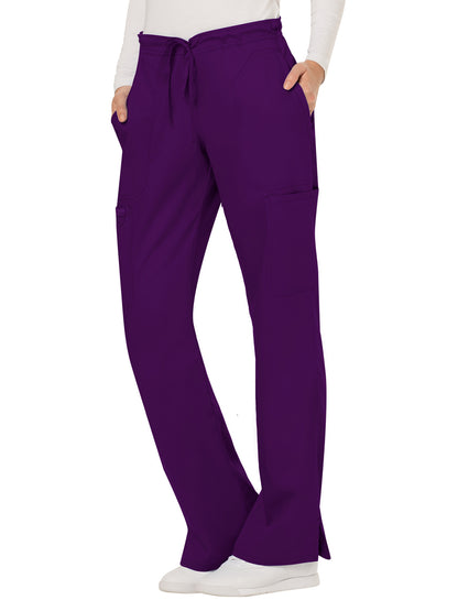 Women's 5-Pocket Mid Rise Drawstring Scrub Pant - WW120 - Eggplant