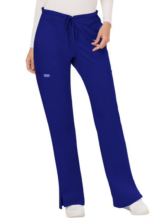 Women's 5-Pocket Mid Rise Drawstring Scrub Pant - WW120 - Galaxy Blue