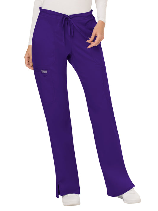 Women's 5-Pocket Mid Rise Drawstring Scrub Pant - WW120 - Grape