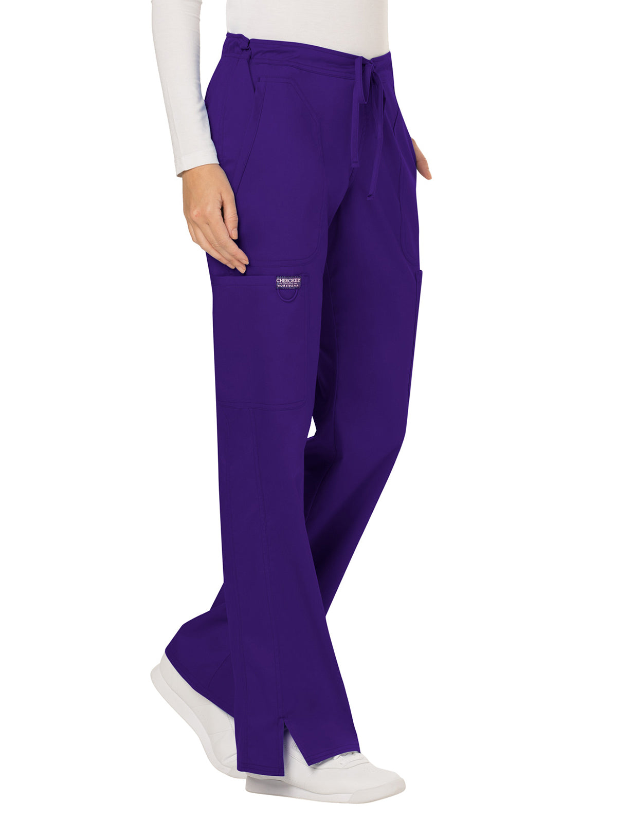 Women's 5-Pocket Mid Rise Drawstring Scrub Pant - WW120 - Grape