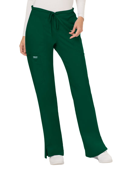 Women's 5-Pocket Mid Rise Drawstring Scrub Pant - WW120 - Hunter Green