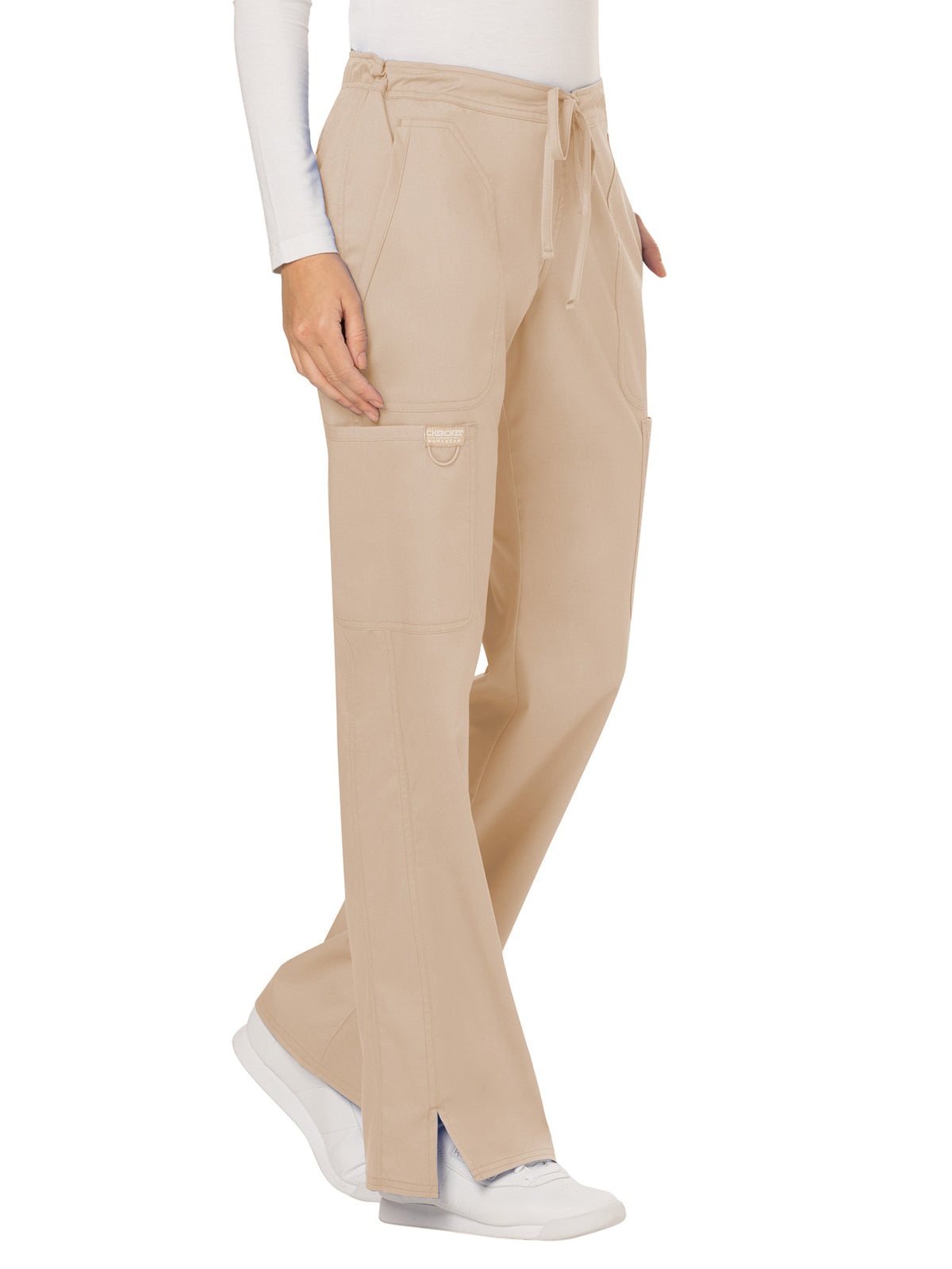 Women's 5-Pocket Mid Rise Drawstring Scrub Pant - WW120 - Khaki