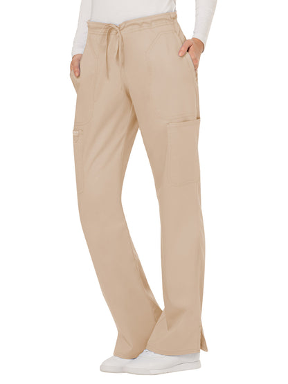 Women's 5-Pocket Mid Rise Drawstring Scrub Pant - WW120 - Khaki