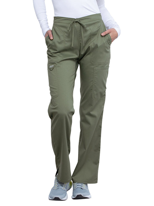 Women's 5-Pocket Mid Rise Drawstring Scrub Pant - WW120 - Olive