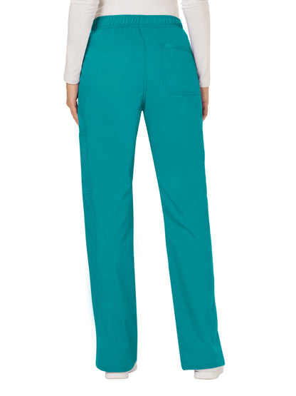 Women's 5-Pocket Mid Rise Drawstring Scrub Pant - WW120 - Teal Blue