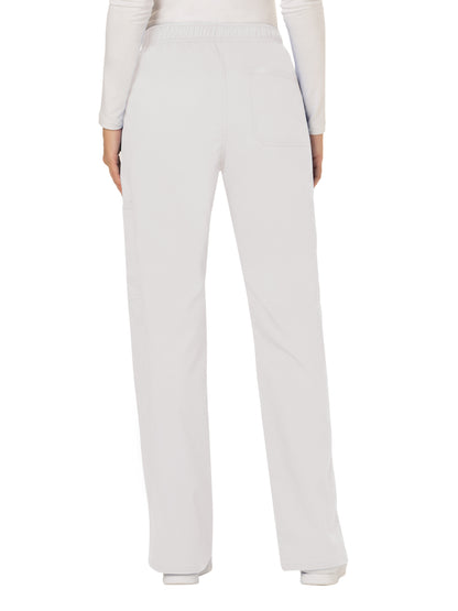 Women's 5-Pocket Mid Rise Drawstring Scrub Pant - WW120 - White