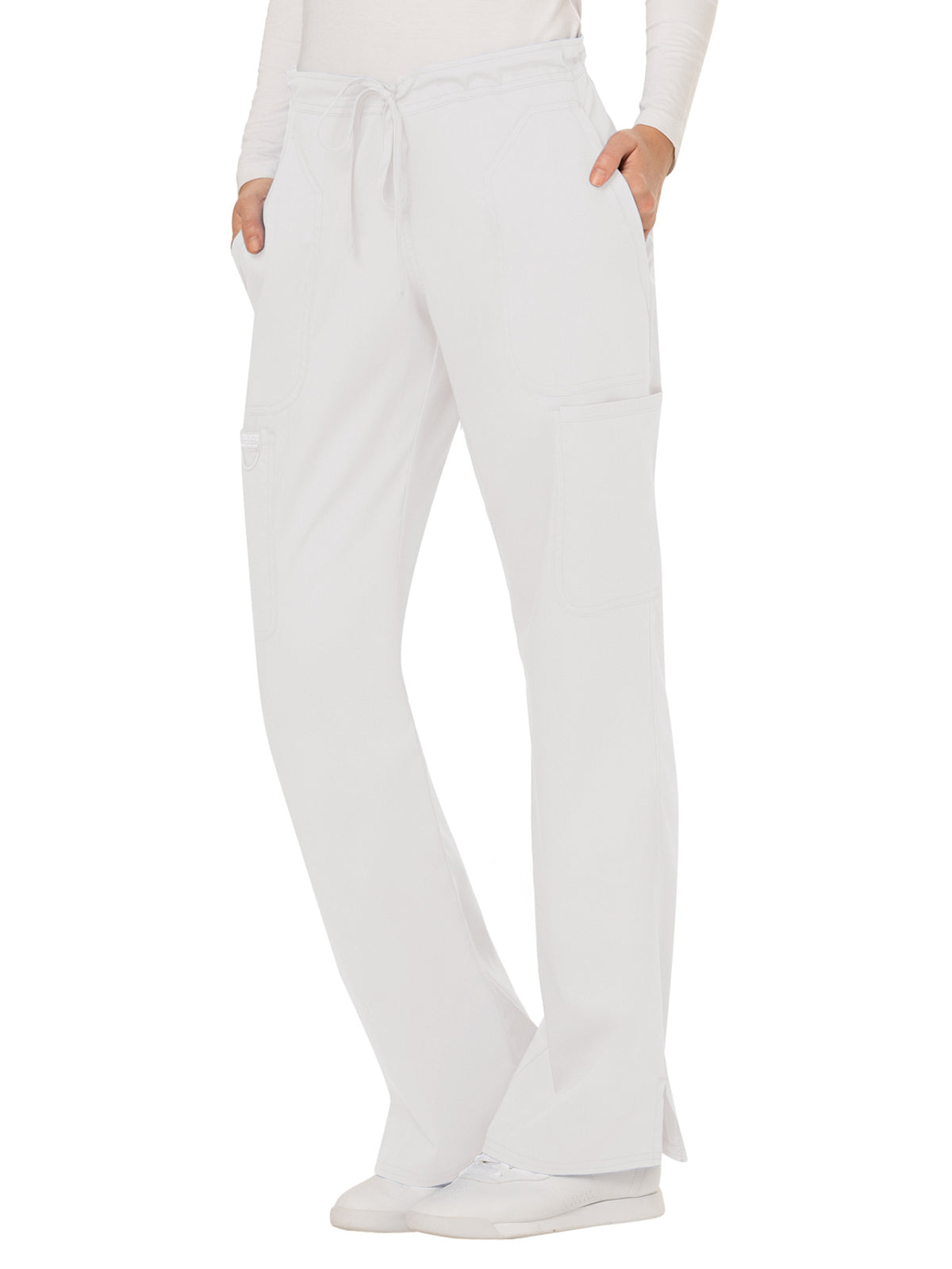 Women's 5-Pocket Mid Rise Drawstring Scrub Pant - WW120 - White