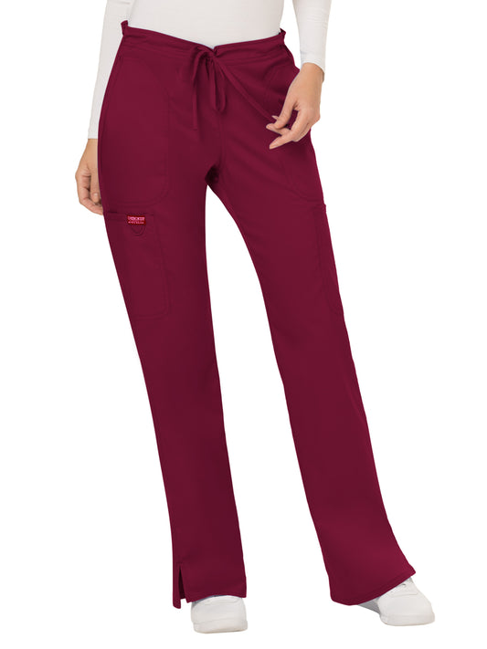 Women's 5-Pocket Mid Rise Drawstring Scrub Pant - WW120 - Wine