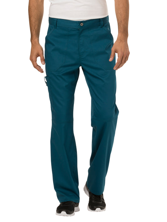 Men's Drawstring Fly Front Scrub Pant - WW140 - Caribbean Blue