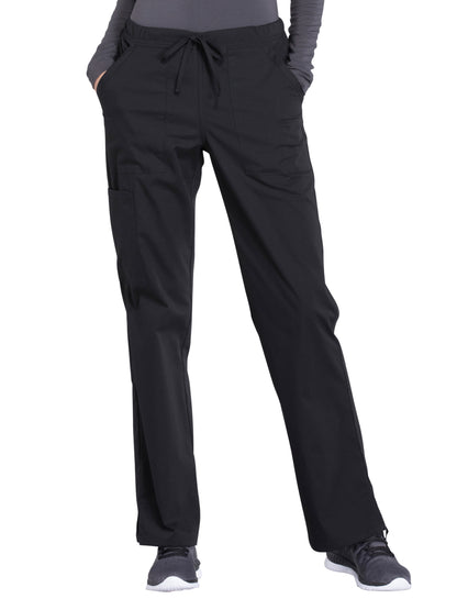 Women's Mid Rise Straight Leg Drawstring Pant - WW160 - Black