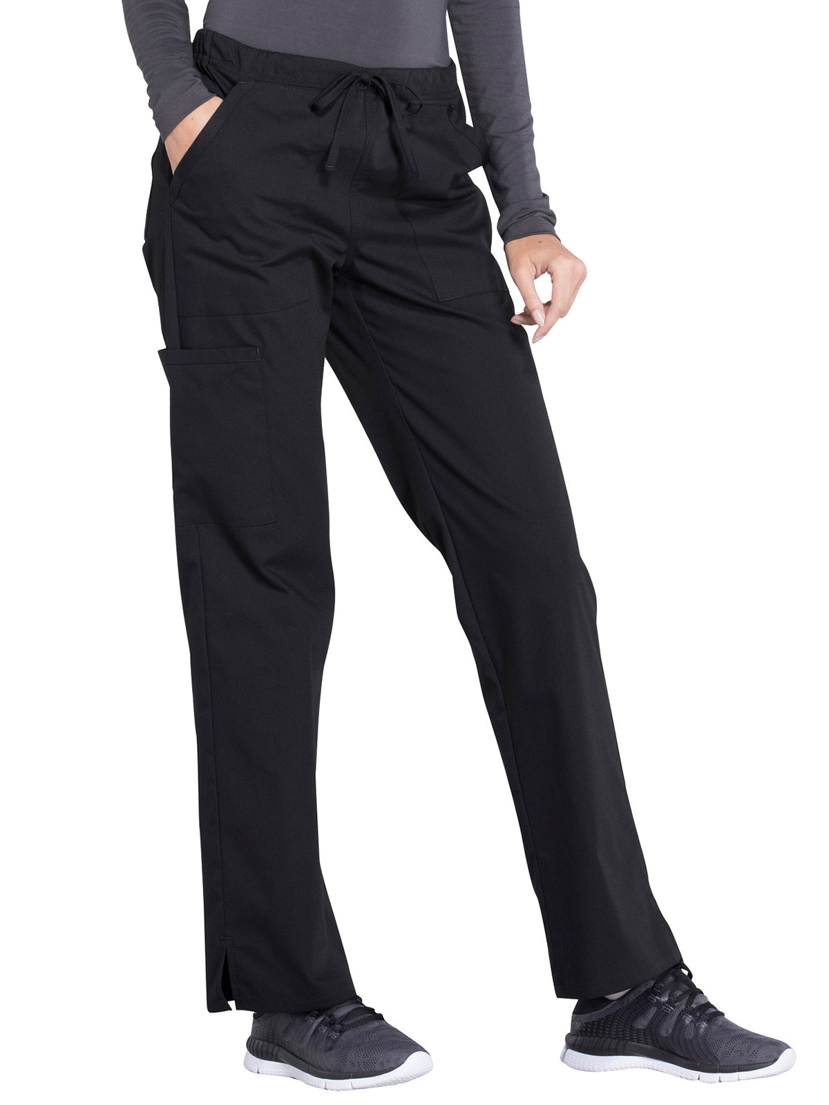 Women's Mid Rise Straight Leg Drawstring Pant - WW160 - Black