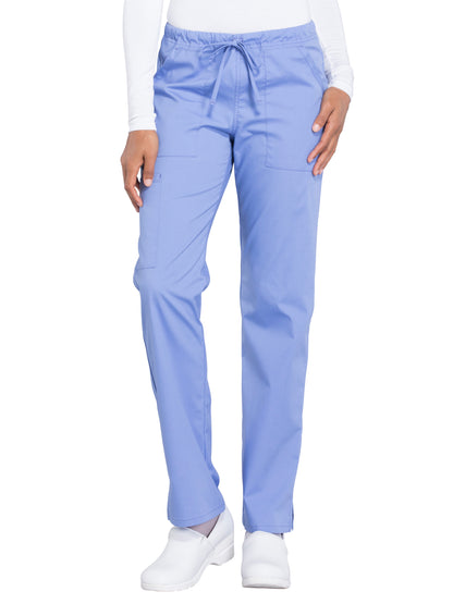 Women's Mid Rise Straight Leg Drawstring Pant - WW160 - Ciel Blue