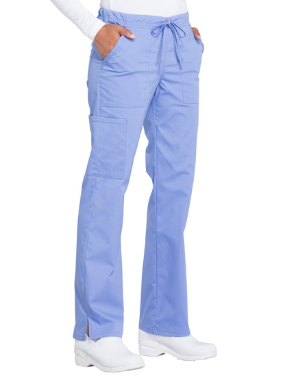 Women's Mid Rise Straight Leg Drawstring Pant - WW160 - Ciel Blue