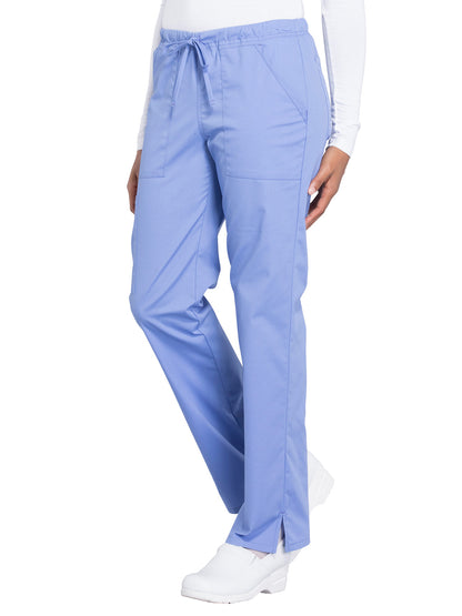 Women's Mid Rise Straight Leg Drawstring Pant - WW160 - Ciel Blue