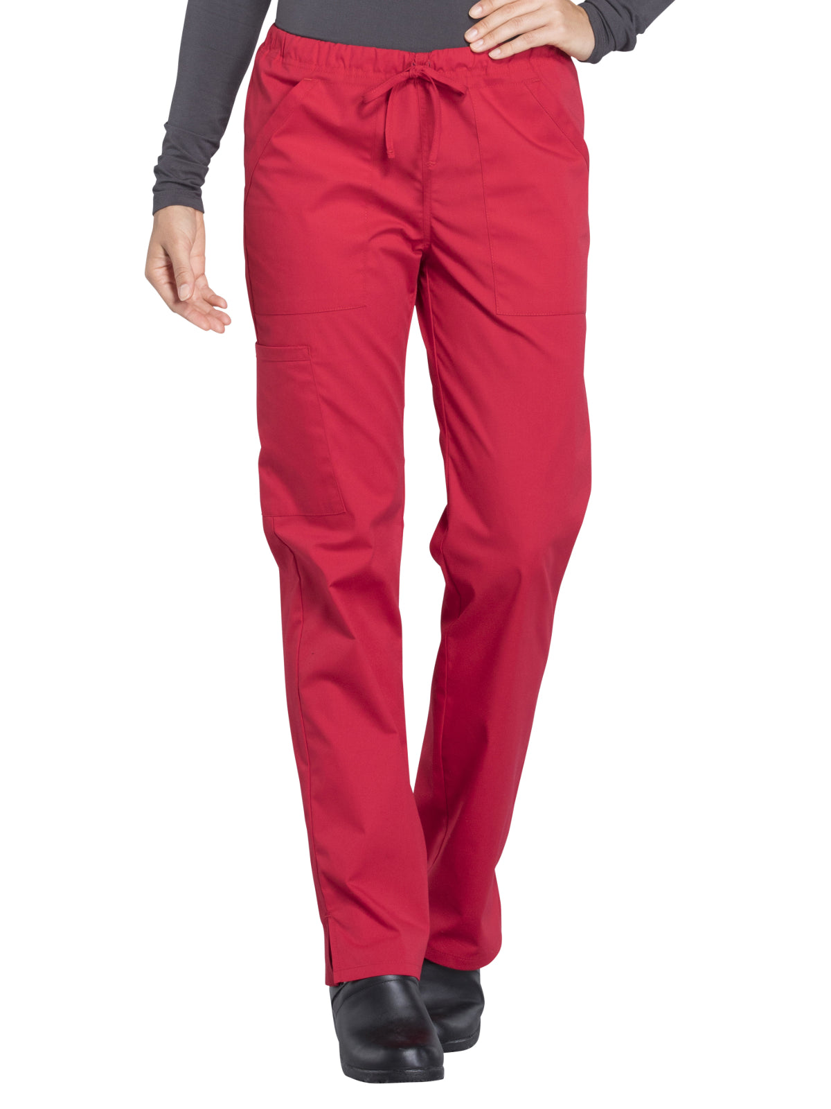 Women's Mid Rise Straight Leg Drawstring Pant - WW160 - Red