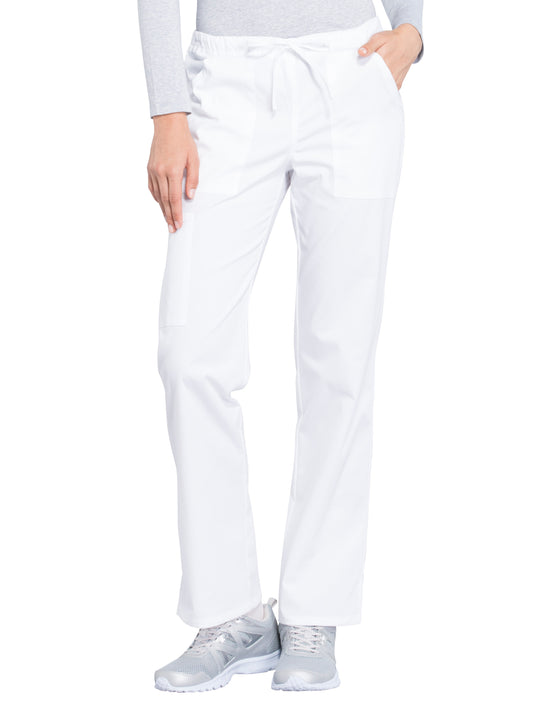 Women's Mid Rise Straight Leg Drawstring Pant - WW160 - White