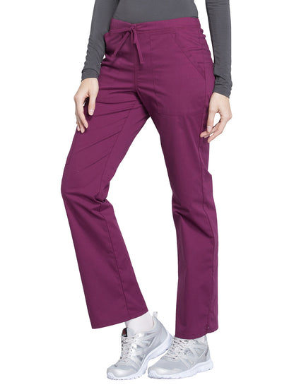 Women's Mid Rise Straight Leg Drawstring Pant - WW160 - Wine