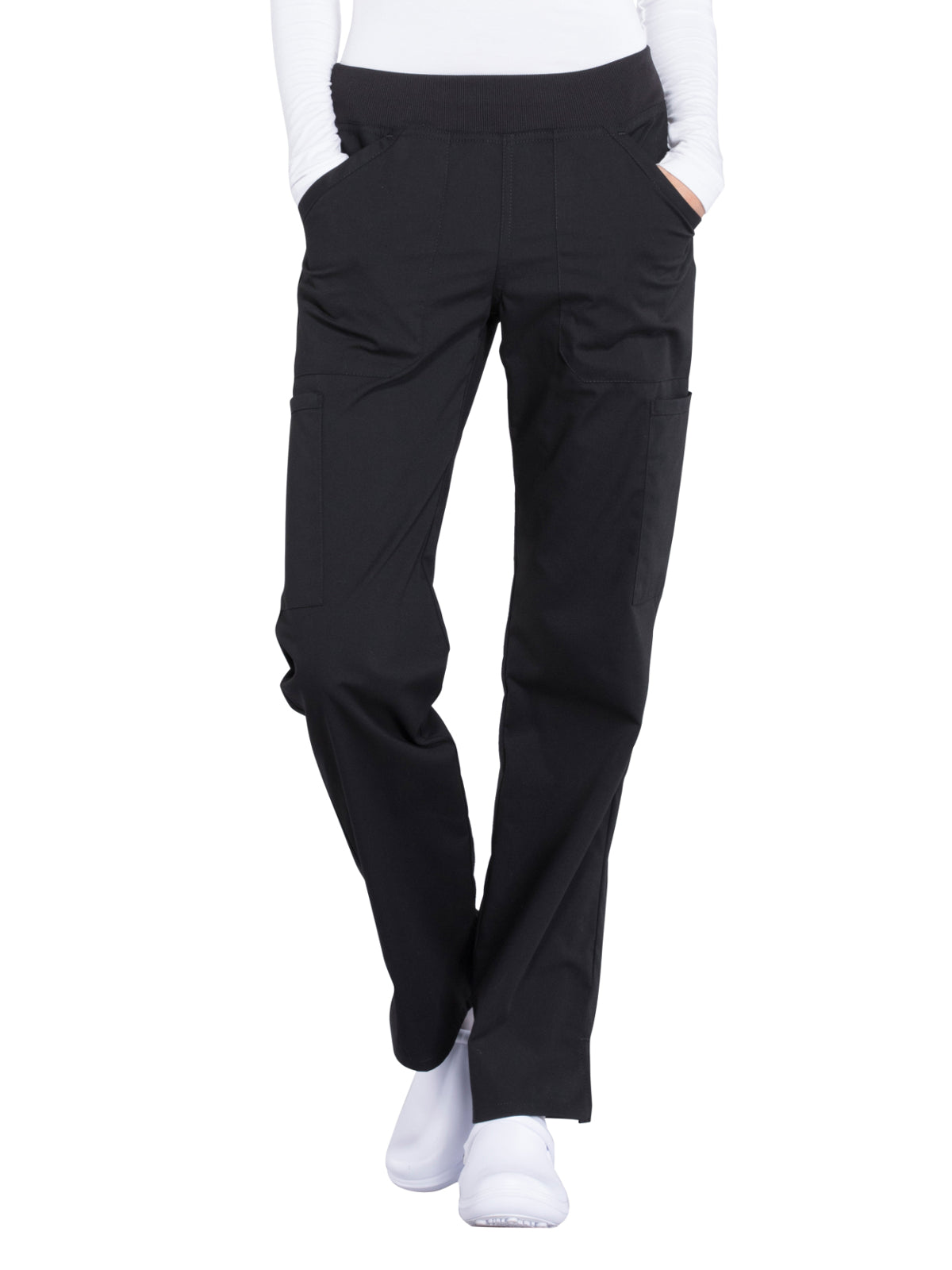 Women's Mid Rise Straight Leg Cargo Scrub Pant - WW170 - Black