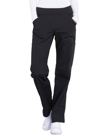 Women's Mid Rise Straight Leg Cargo Scrub Pant - WW170 - Black