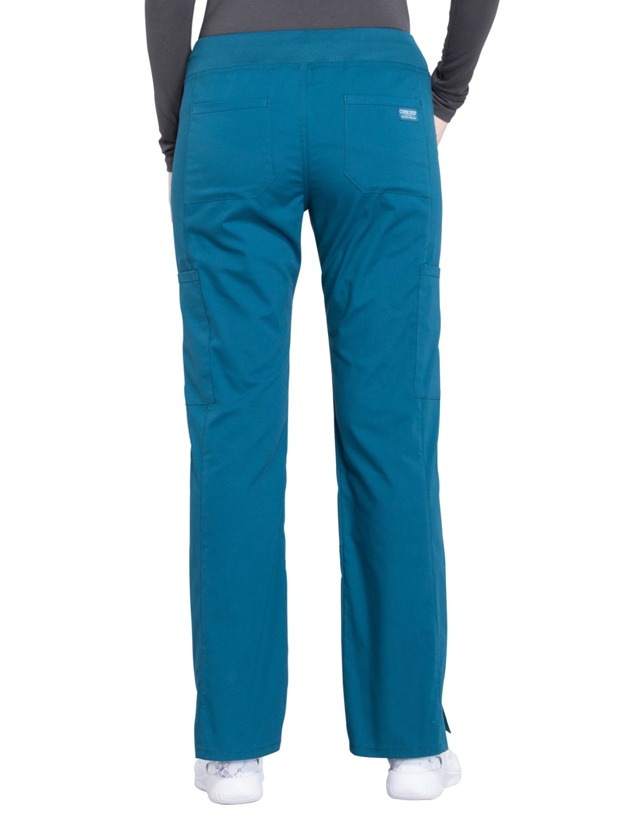 Women's Mid Rise Straight Leg Cargo Scrub Pant - WW170 - Caribbean Blue