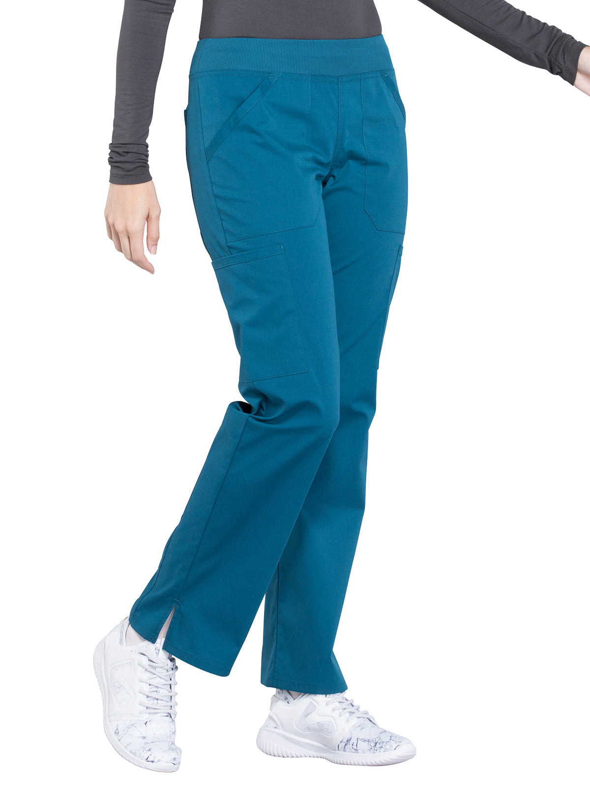 Women's Mid Rise Straight Leg Cargo Scrub Pant - WW170 - Caribbean Blue