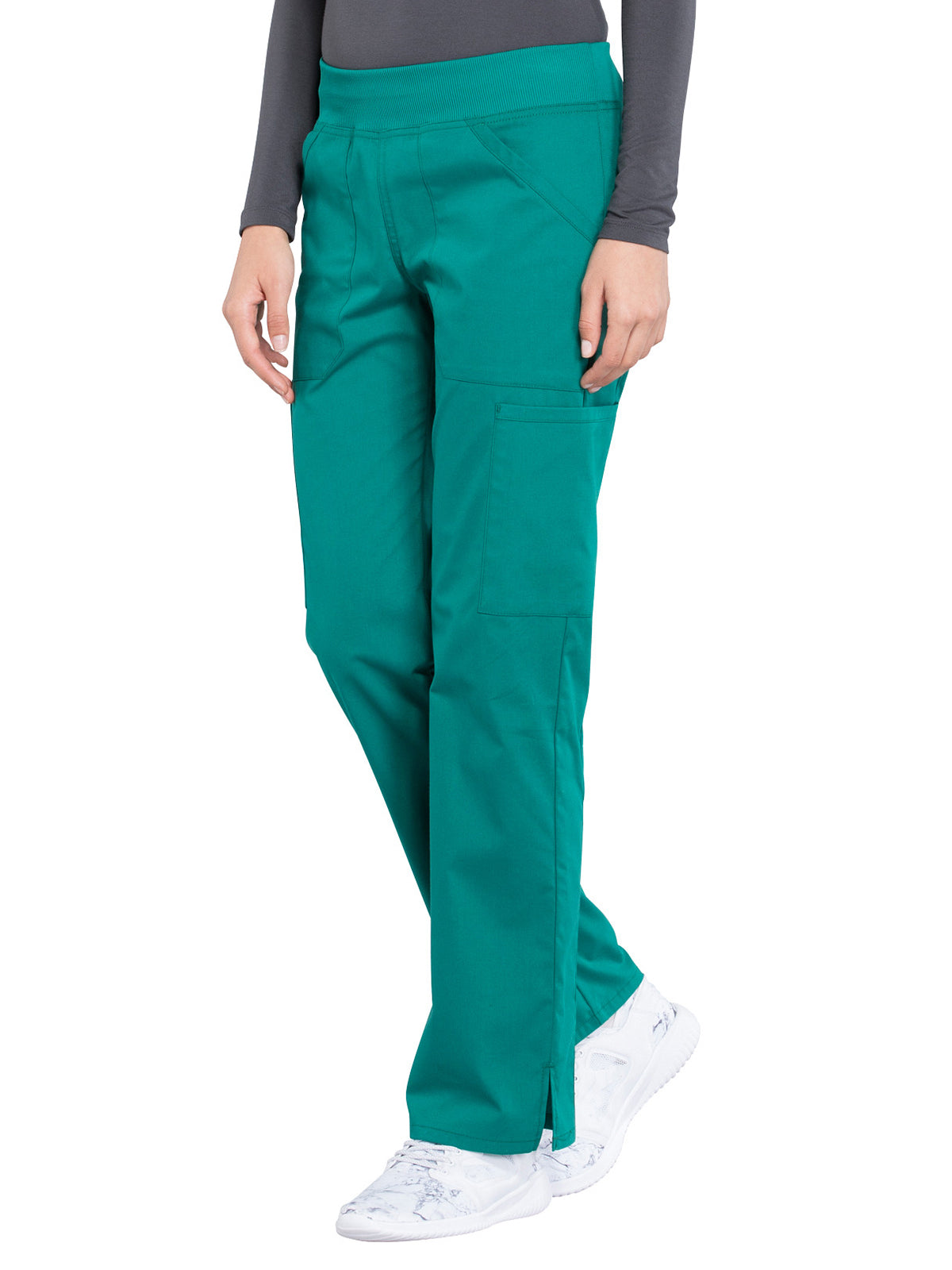 Women's Mid Rise Straight Leg Cargo Scrub Pant - WW170 - Hunter Green