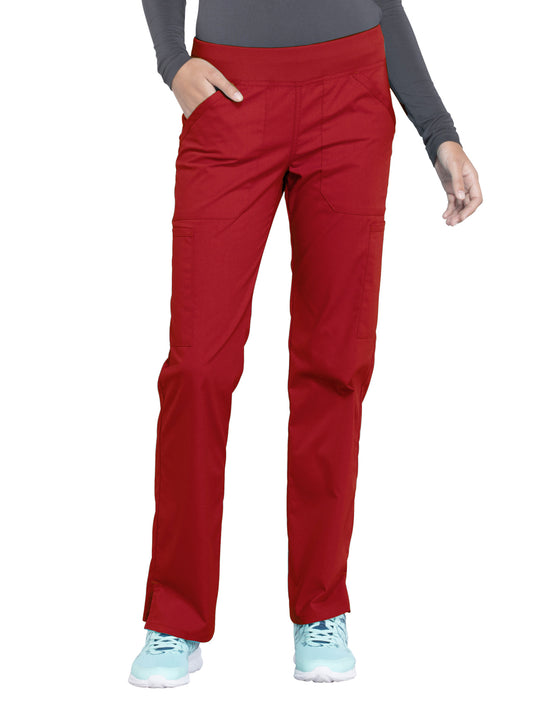 Women's Mid Rise Straight Leg Cargo Scrub Pant - WW170 - Red