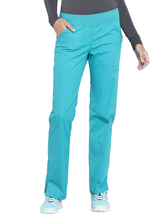 Women's Mid Rise Straight Leg Cargo Scrub Pant - WW170 - Teal Blue