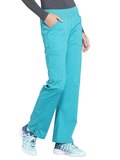 Women's Mid Rise Straight Leg Cargo Scrub Pant - WW170 - Teal Blue