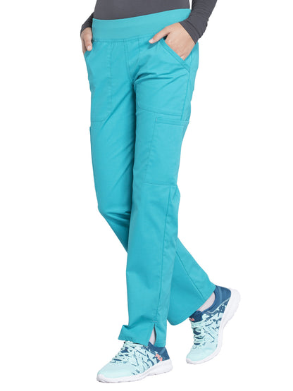 Women's Mid Rise Straight Leg Cargo Scrub Pant - WW170 - Teal Blue