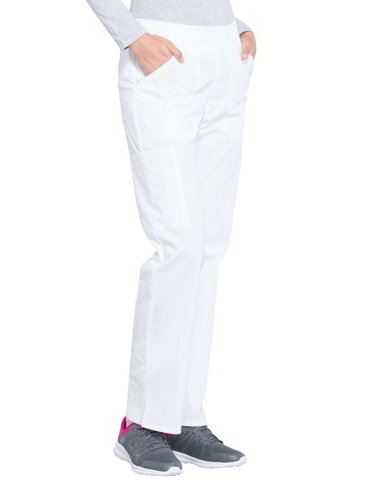 Women's Mid Rise Straight Leg Cargo Scrub Pant - WW170 - White