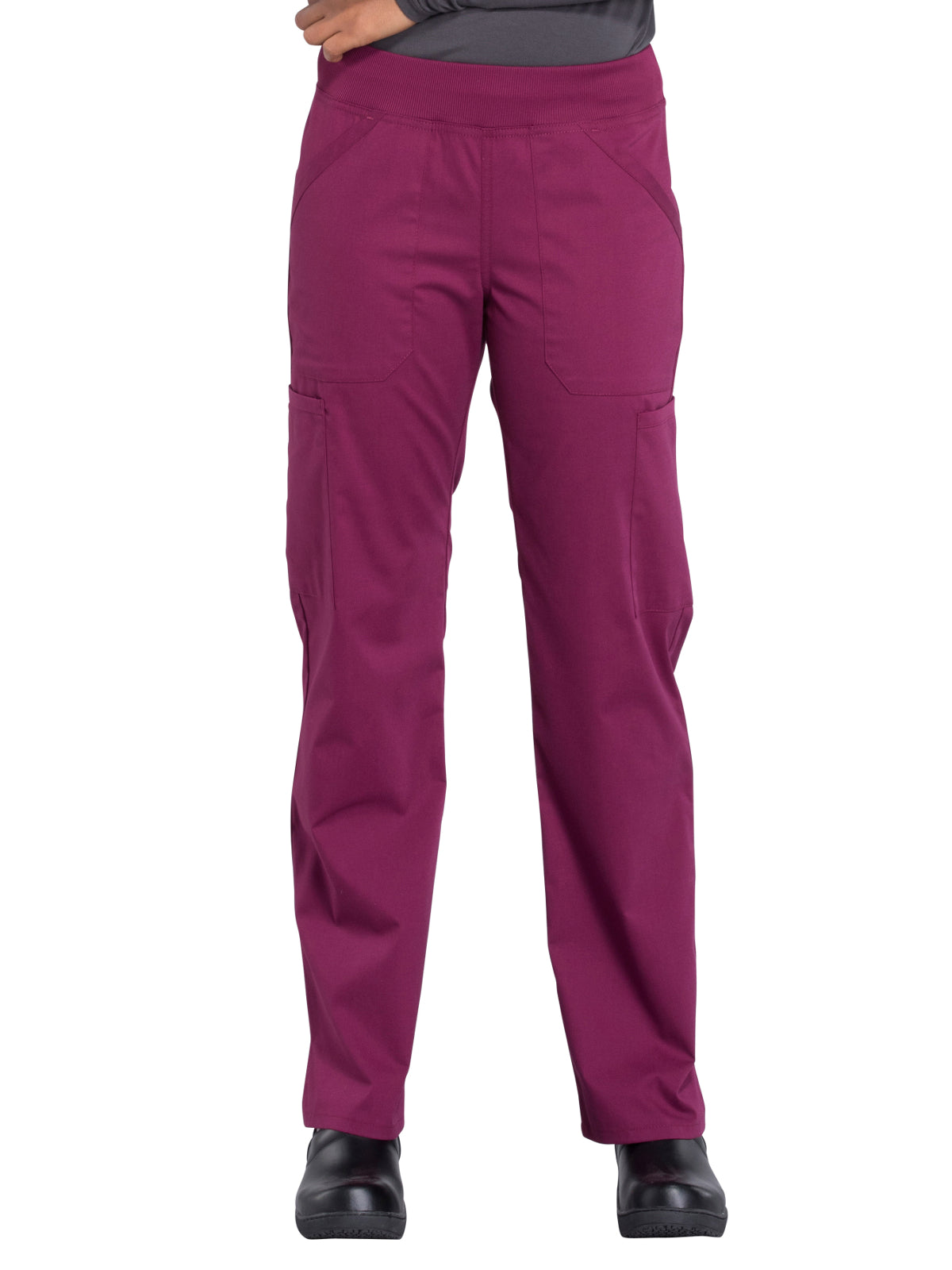 Women's Mid Rise Straight Leg Cargo Scrub Pant - WW170 - Wine