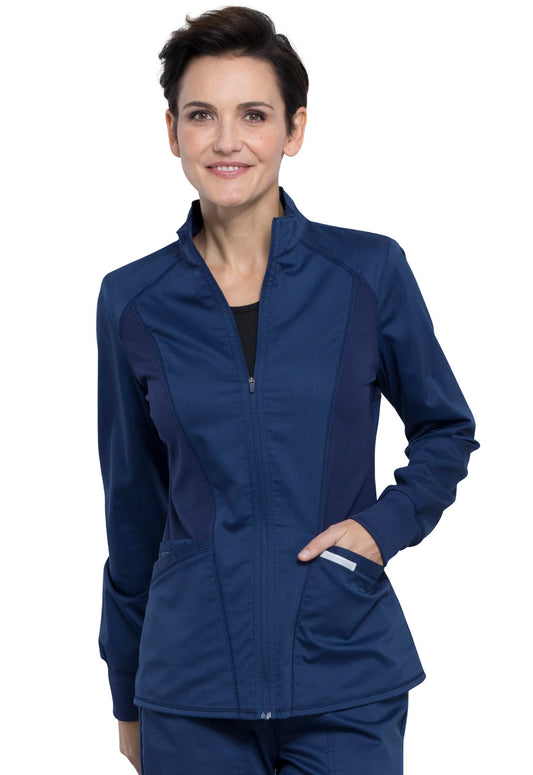 Women's 2-Pocket Zip Front Scrub Jacket - WW301 - Navy