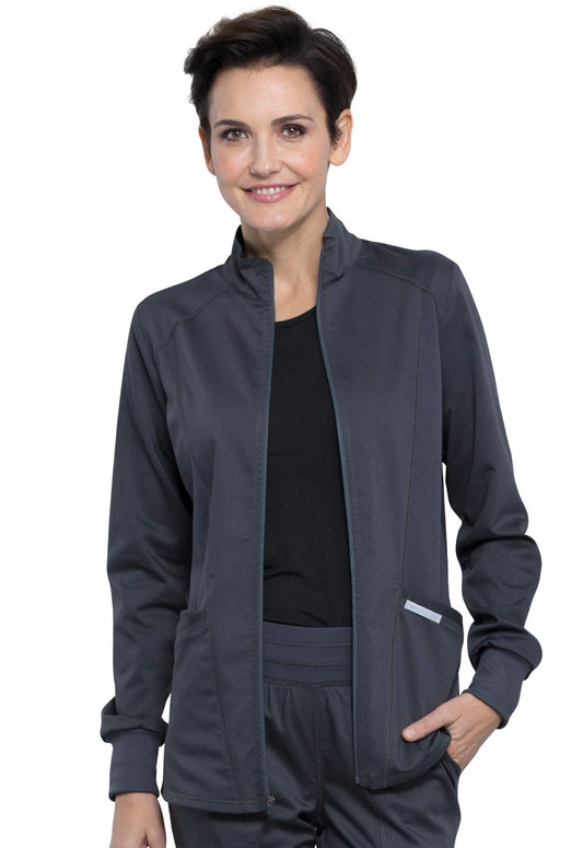 Women's 2-Pocket Zip Front Scrub Jacket - WW301 - Pewter