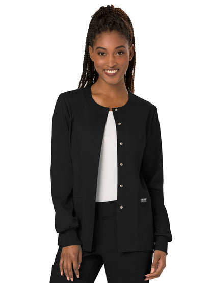 Women's 3-Pocket Snap Front Scrub Jacket - WW310 - Black