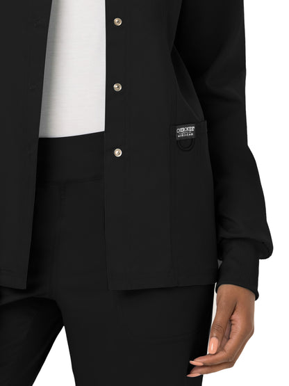 Women's 3-Pocket Snap Front Scrub Jacket - WW310 - Black